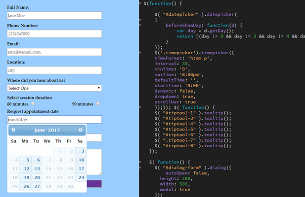 Datepicker and timepicker with JQuery
