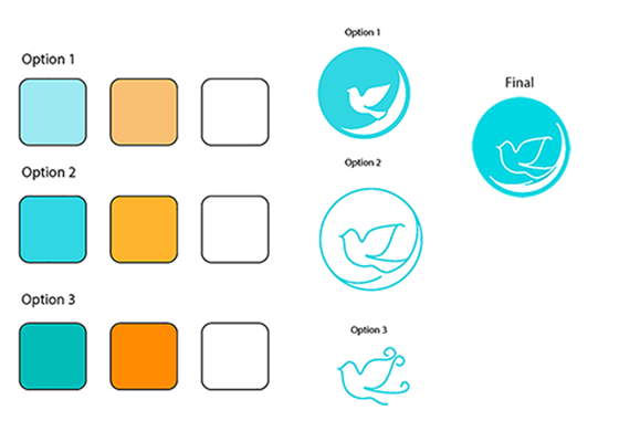 Blue Rock Dove's logo and color palette